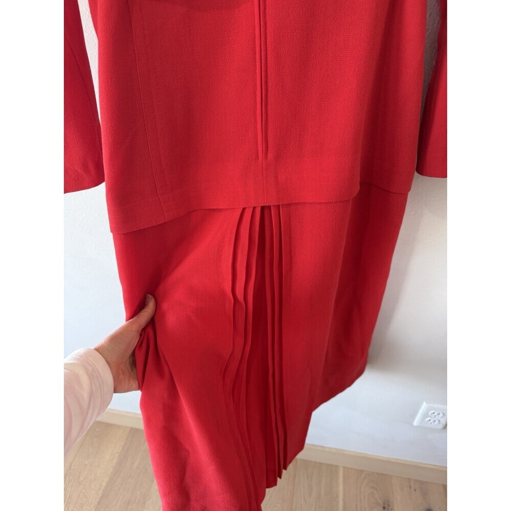 VTG Louis Feraud Women’s Long sleeve Red Wool Midi Dress 12 Vintage - Picture 7 of 9
